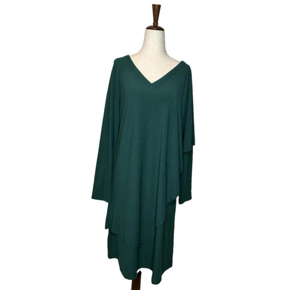 Soft Surroundings Marla Layered Dress M Jewel Green Stretch Lagenlook $110 NWT - Picture 2 of 7